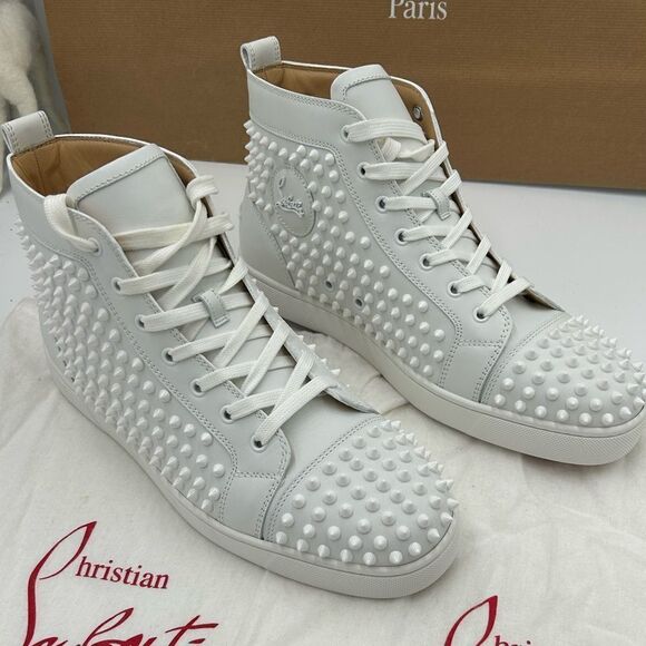 Men’s Christian Louboutin all over spikes high top sneakers size 44 made Italy - Picture 1 of 12